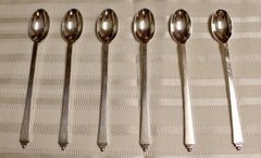 Art Nouveau Georg Jensen Sterling Silver Pyramid Set of 6 Ice Tea Spoons Danish