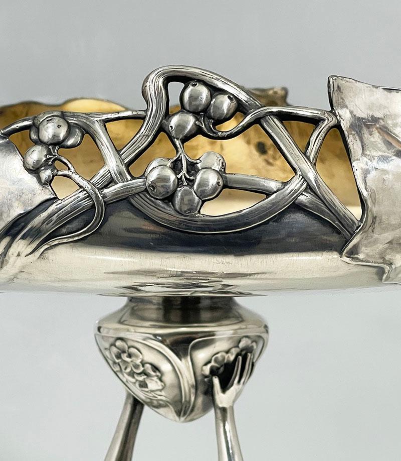 Centro de mesa Art Nouveau alemán de WMF, firmado, ca 1900 3