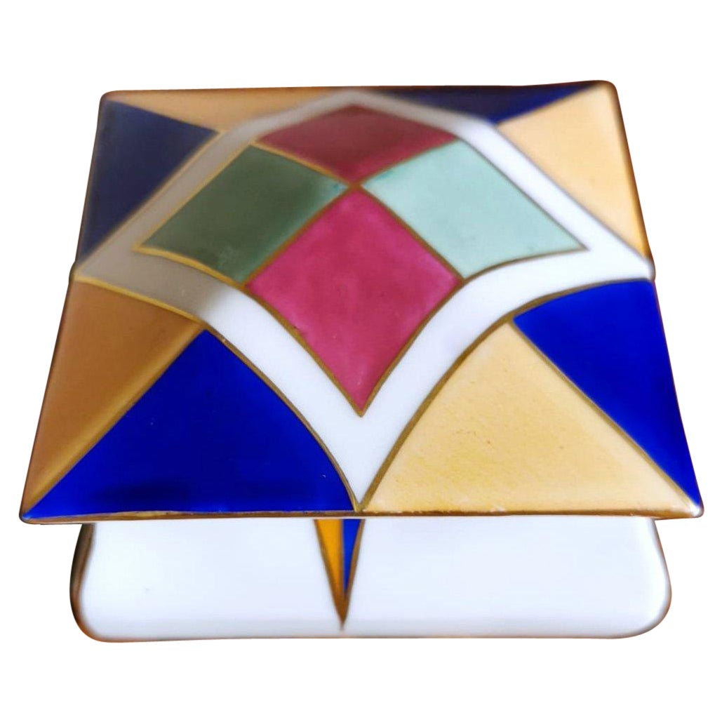 Scatola piccola multicolore in porcellana tedesca Art Nouveau Galluba & Hofmann