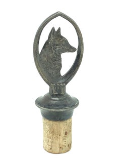 Art Nouveau German Shepherd Metal Wine Decanter Bottle Stopper & Cork, German