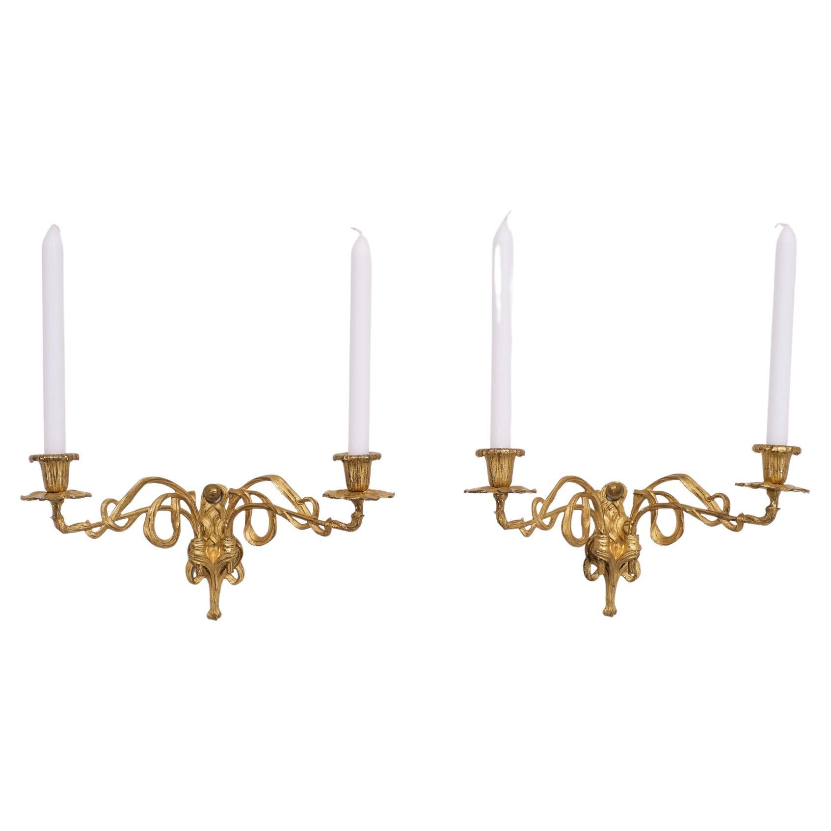 Art Nouveau Gilded Bronze Candle Sconces E Muller Paris