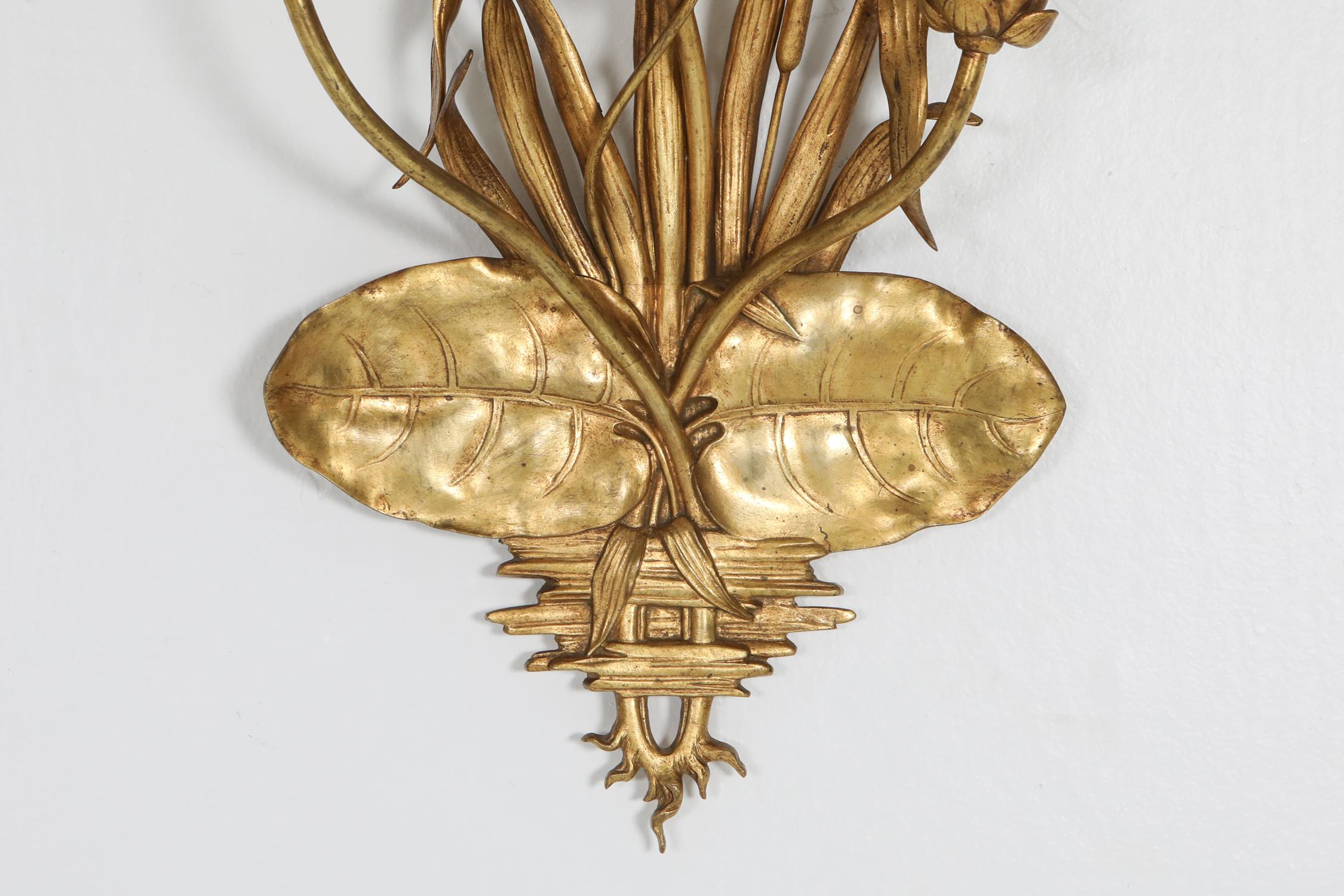 20th Century Art Nouveau Gilded Bronze Sconces