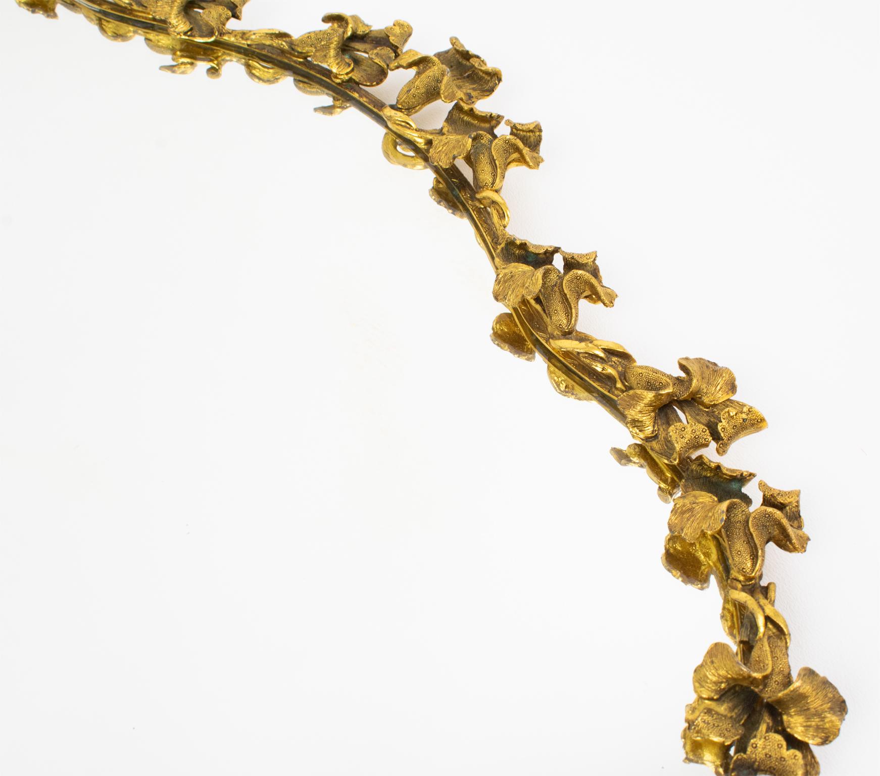 Jugendstil-Serviertablett aus vergoldeter Bronze mit Irisblumen, Frankreich 1910er Jahre im Angebot 2