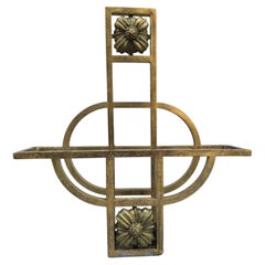 Wandmagazinhalter aus vergoldetem Messing im Jugendstil, Anfang des 20. Jahrhunderts