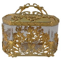 Art Nouveau Gilt Bronze and Crystal Box