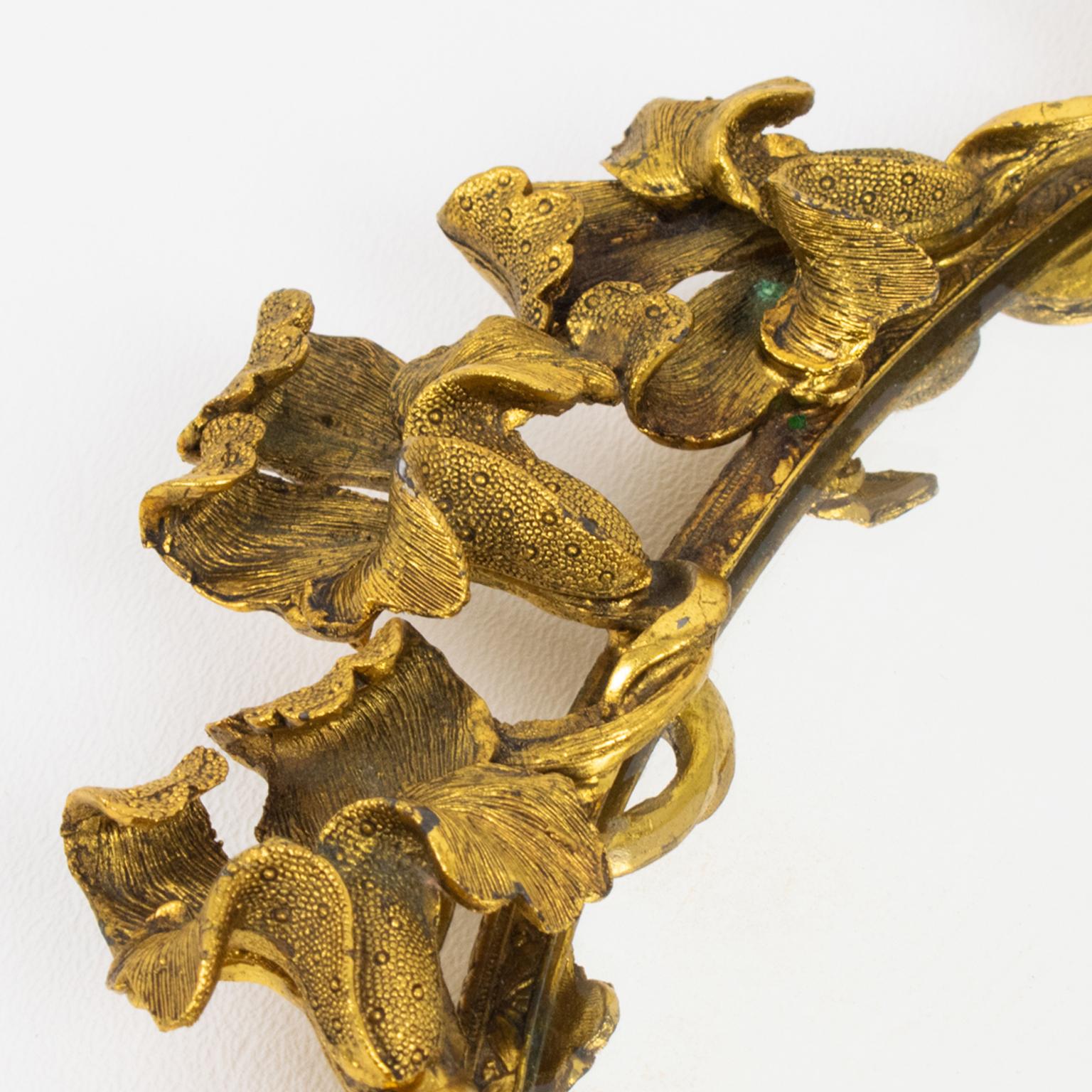 Centre de table Art Nouveau en bronze doré avec motif de fleur d'iris, vers 1910 en vente 8