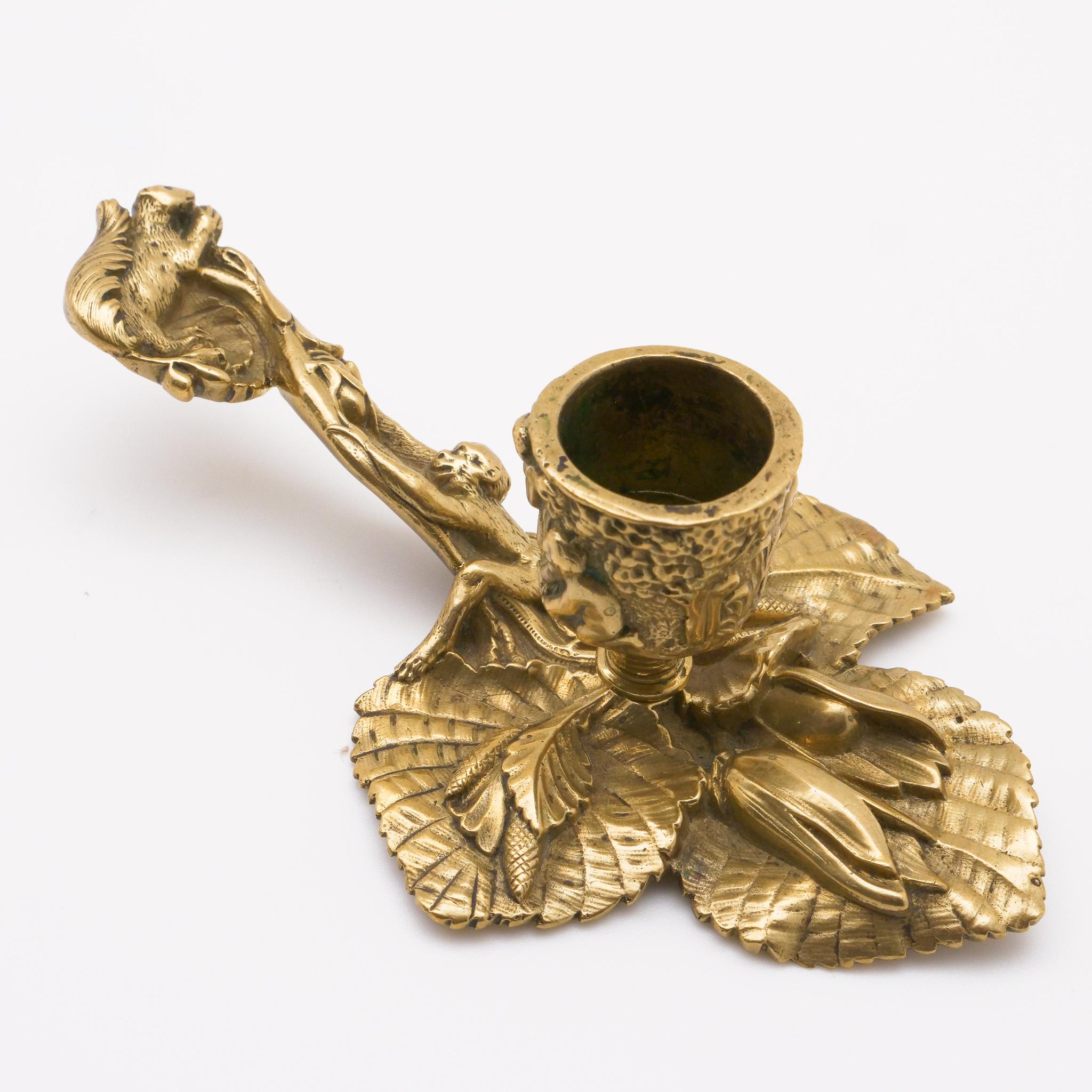 Art Nouveau gilt bronze chamberstick or candleholder, early 20th century, French.