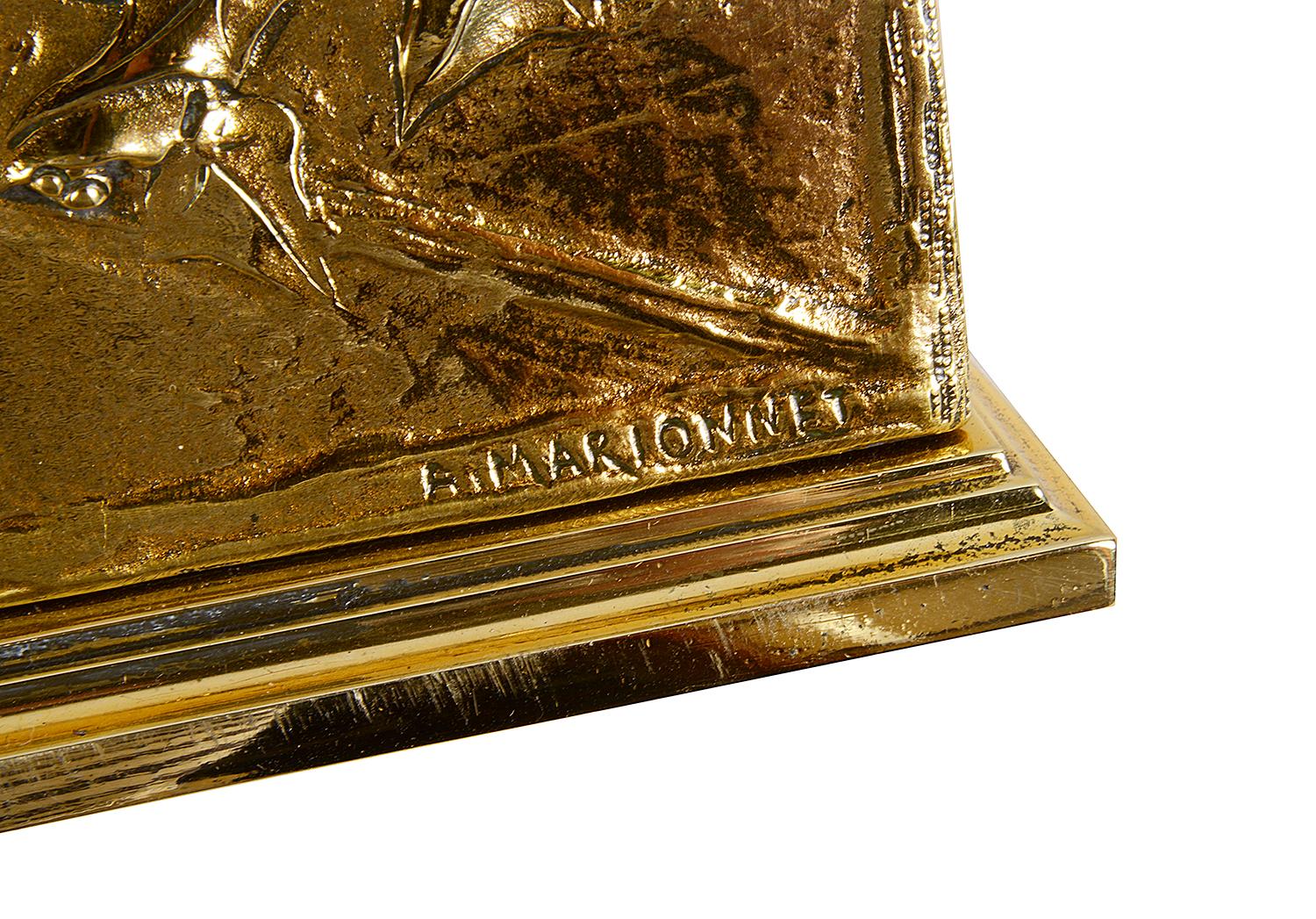 Doré Ensemble de bureau Art Nouveau en bronze doré par Albert Marionnet en vente