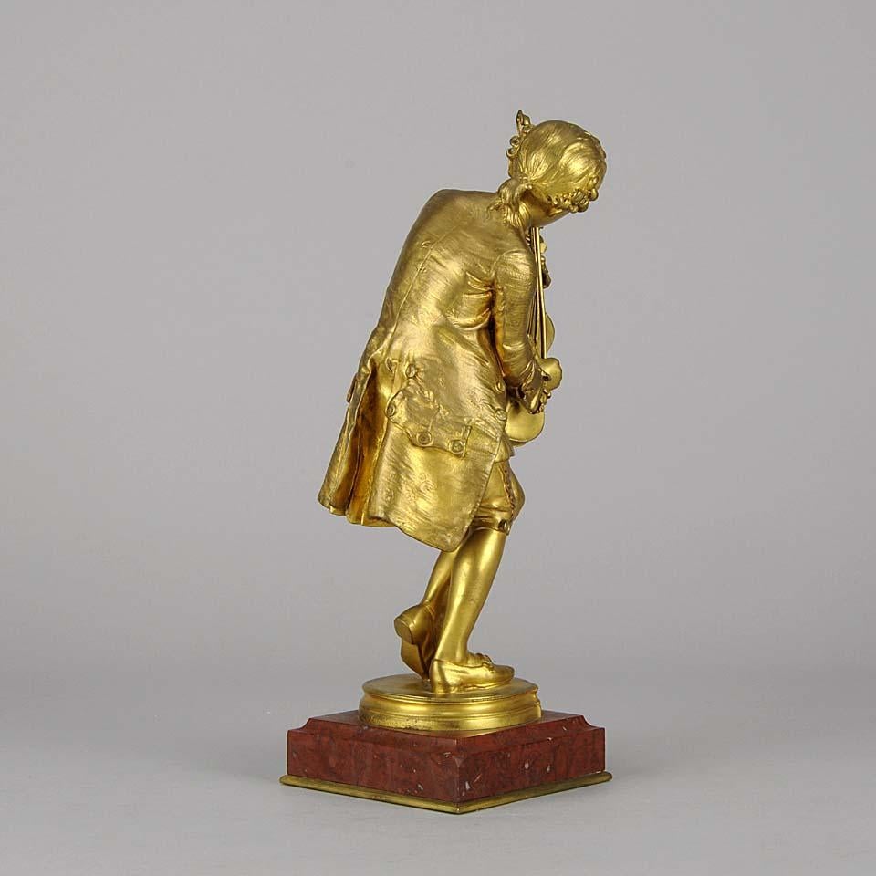 Cast Art Nouveau Gilt Bronze Entitled 'Mozart' by Barrias