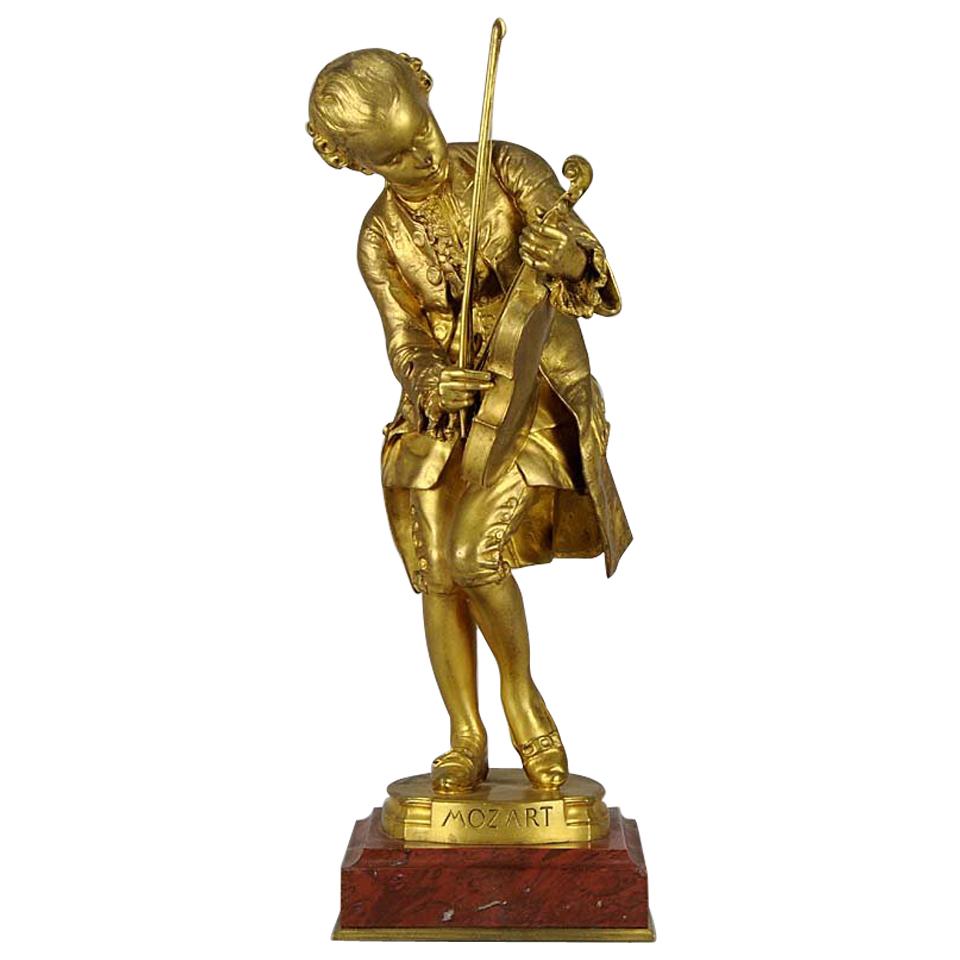 Art Nouveau Gilt Bronze Entitled 'Mozart' by Barrias