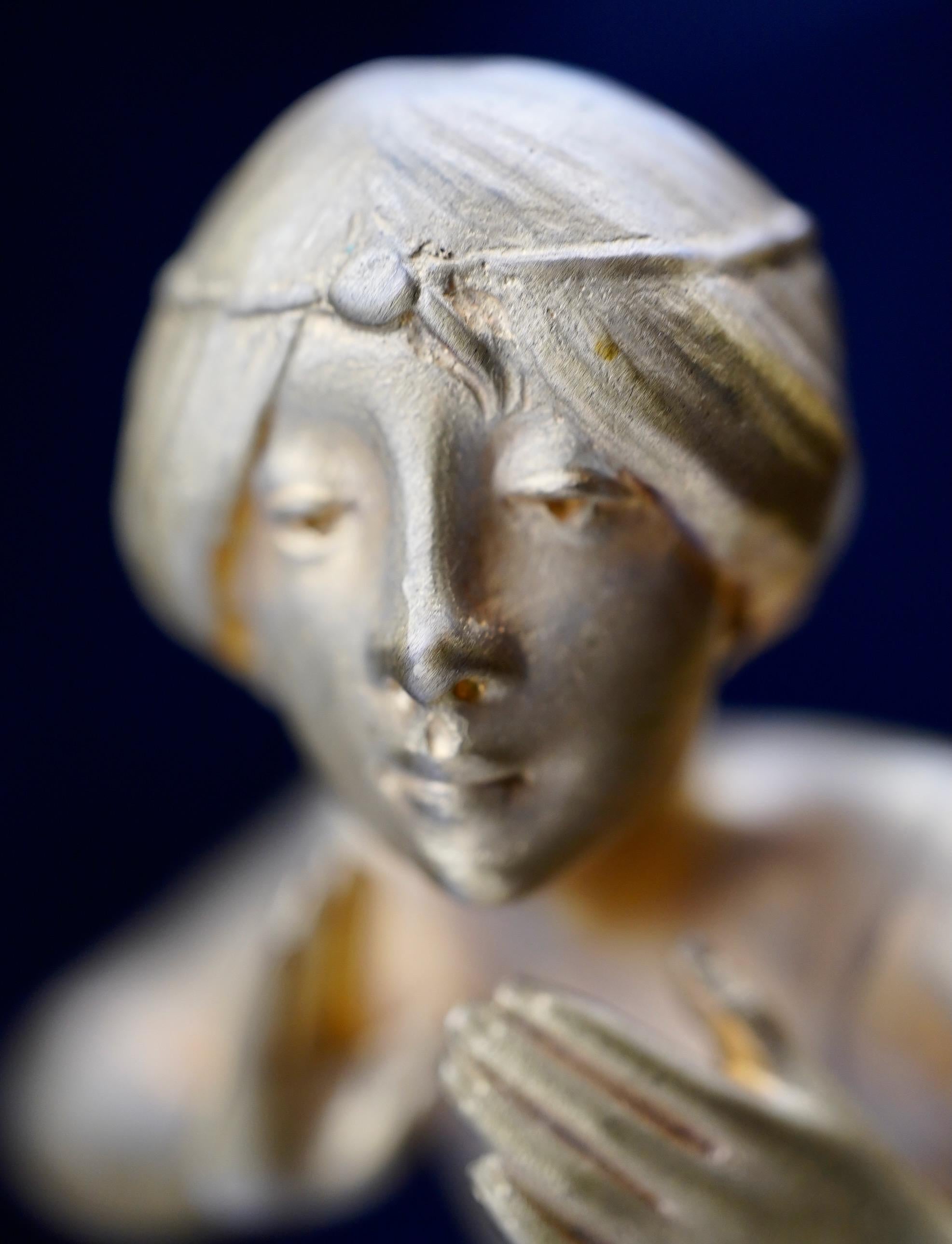 Statue de nu féminin en bronze doré Art Nouveau de Georges Flamand. Excellent état - En vente à Gainesville, FL