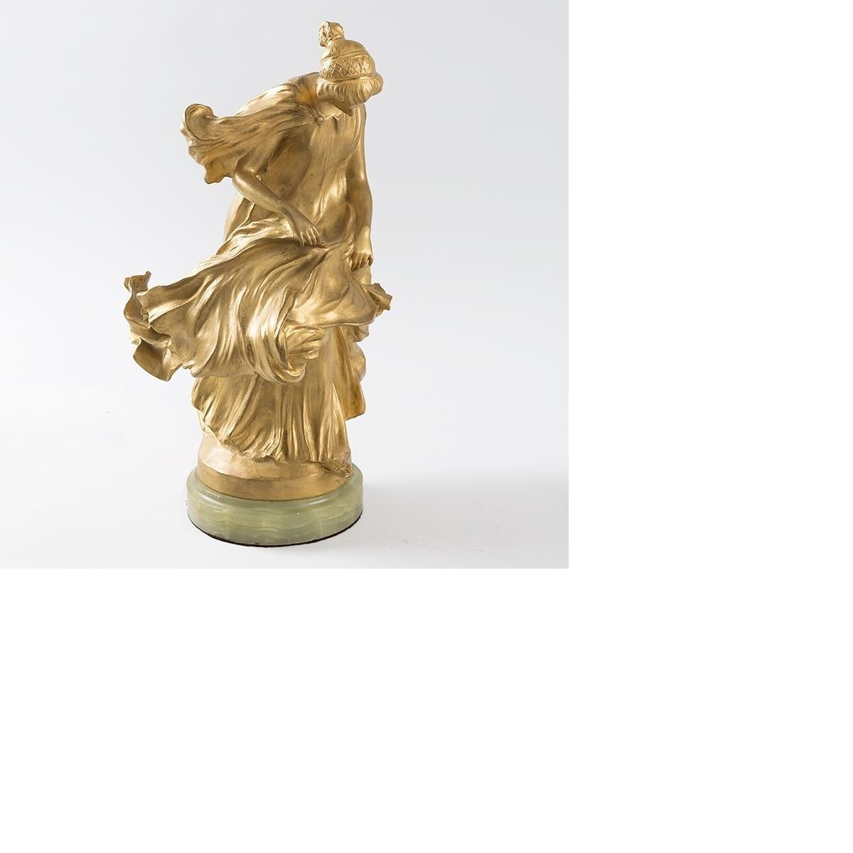 Art Nouveau Gilt Bronze Figural Lamp by Laporte-Blairsy 1
