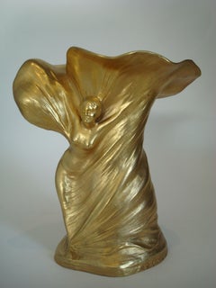 Art Nouveau Gilt-Bronze Figural Vase Signed Lerche, France, 1900´s