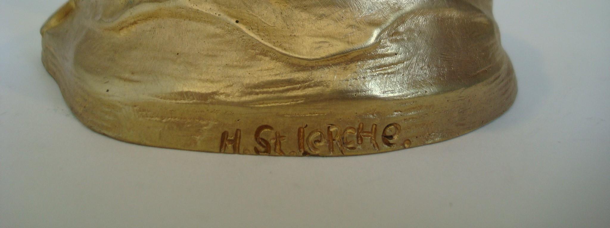 Jugendstil-Vase aus vergoldeter Bronze, signiert Lerche, Frankreich, 1900er Jahre (Vergoldet)