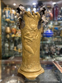 Art Nouveau Gilt Bronze Flower Vase by Charles Raphael Peyre