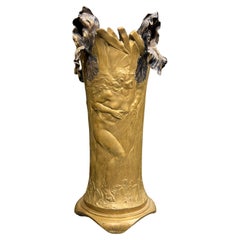 Art Nouveau Gilt Bronze Flower Vase by Charles Raphael Peyre