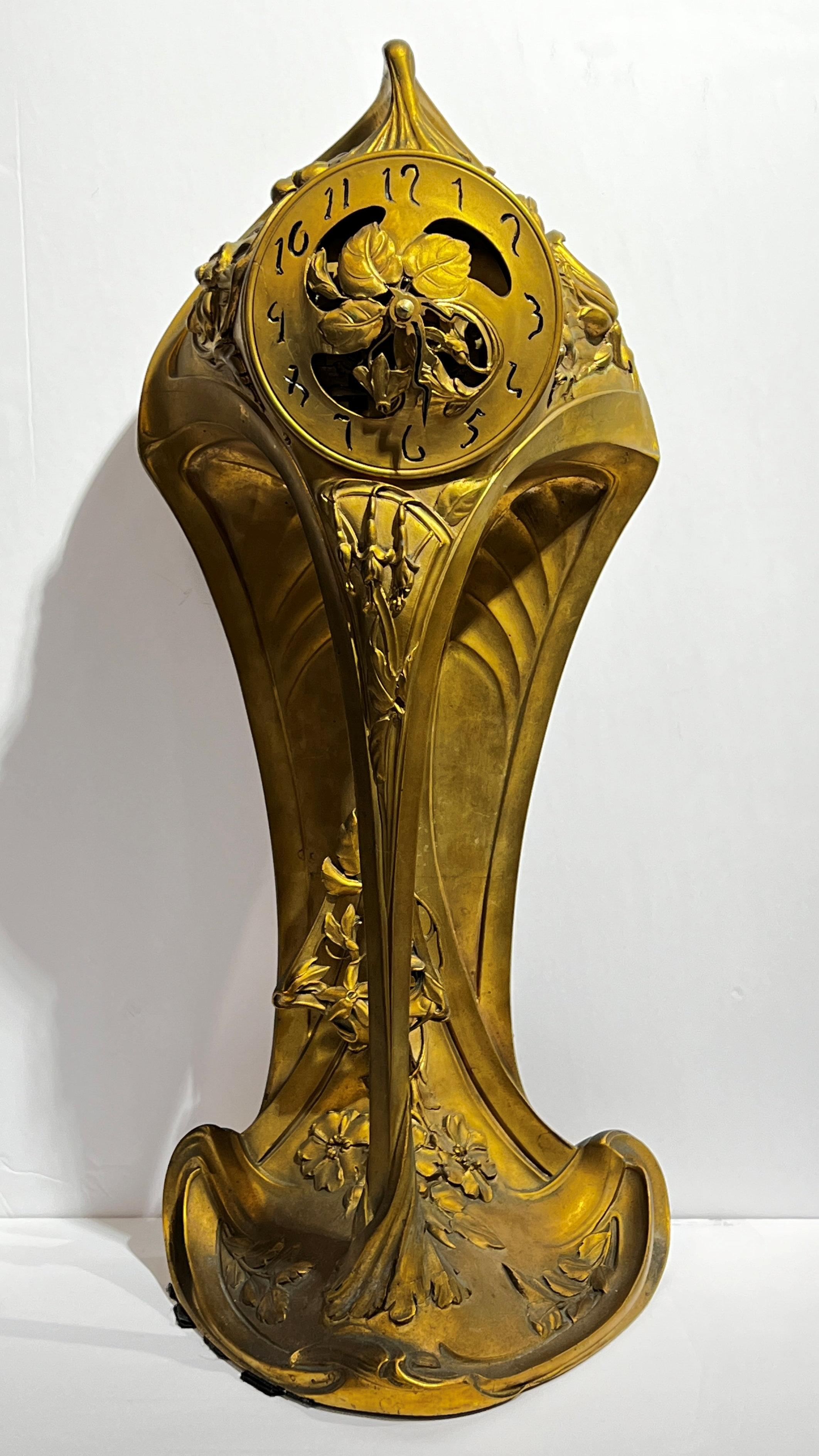 Art Nouveau Gilt Bronze Mantel Clock by A.D. Mougin 8