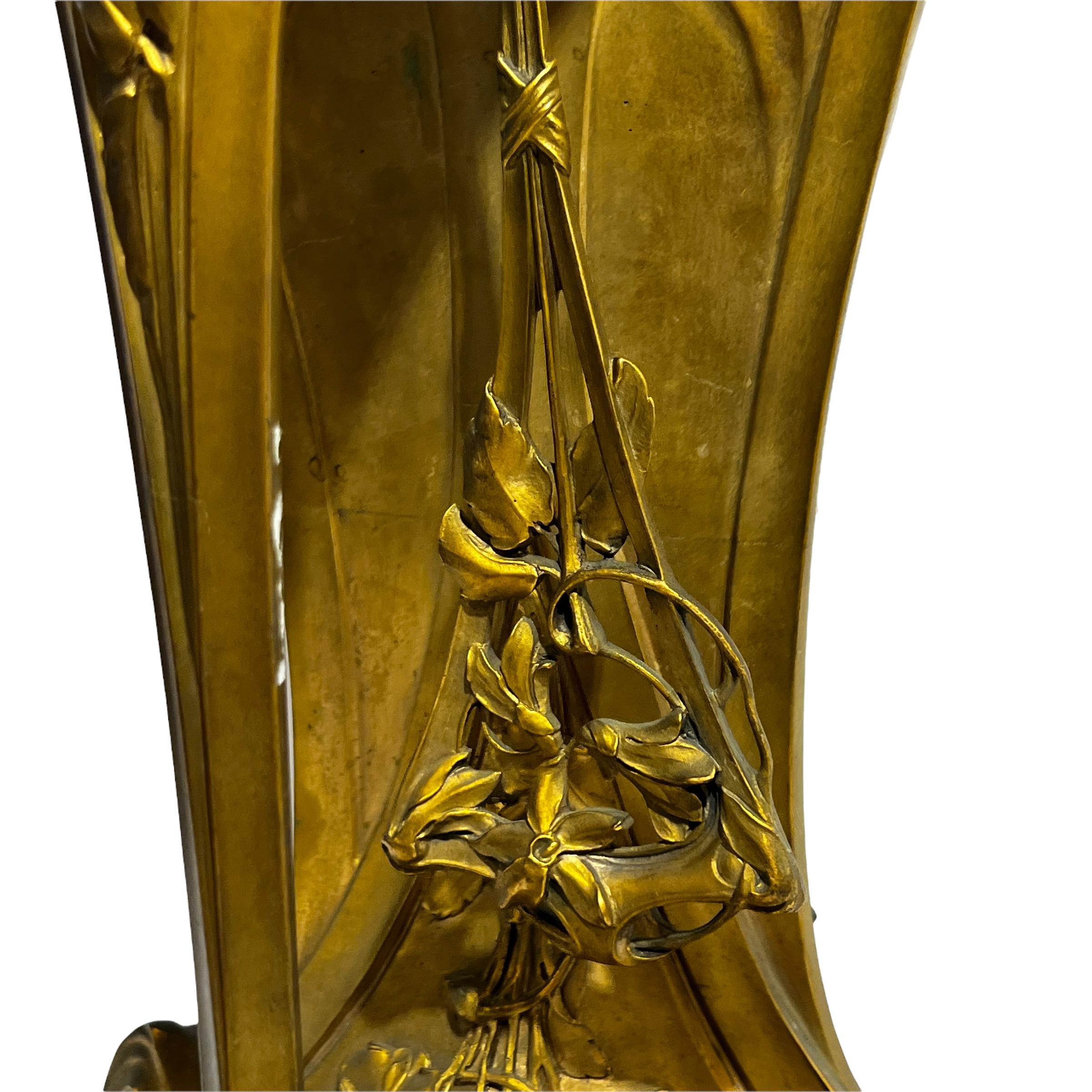 20th Century Art Nouveau Gilt Bronze Mantel Clock by A.D. Mougin