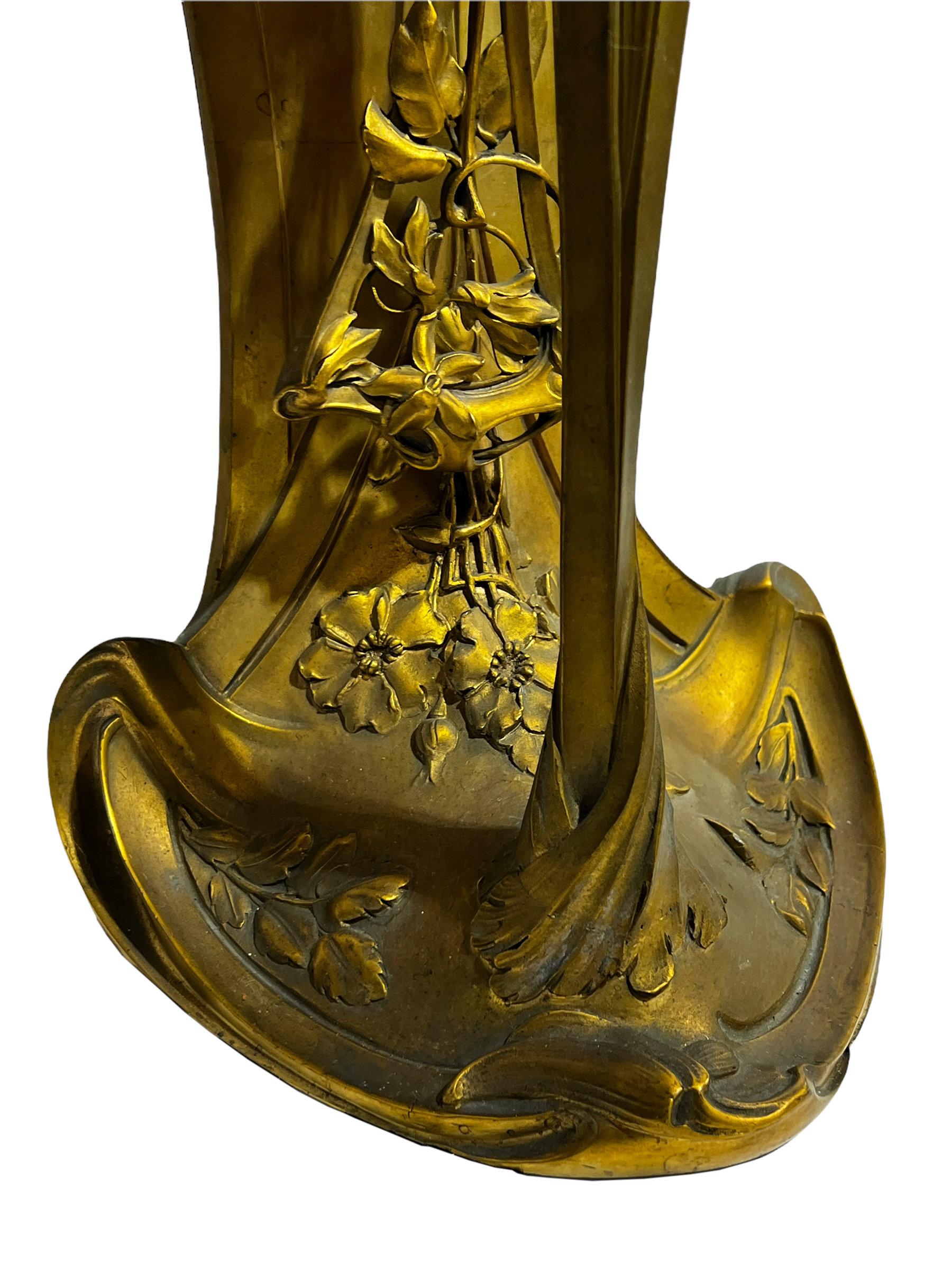Art Nouveau Gilt Bronze Mantel Clock by A.D. Mougin 1