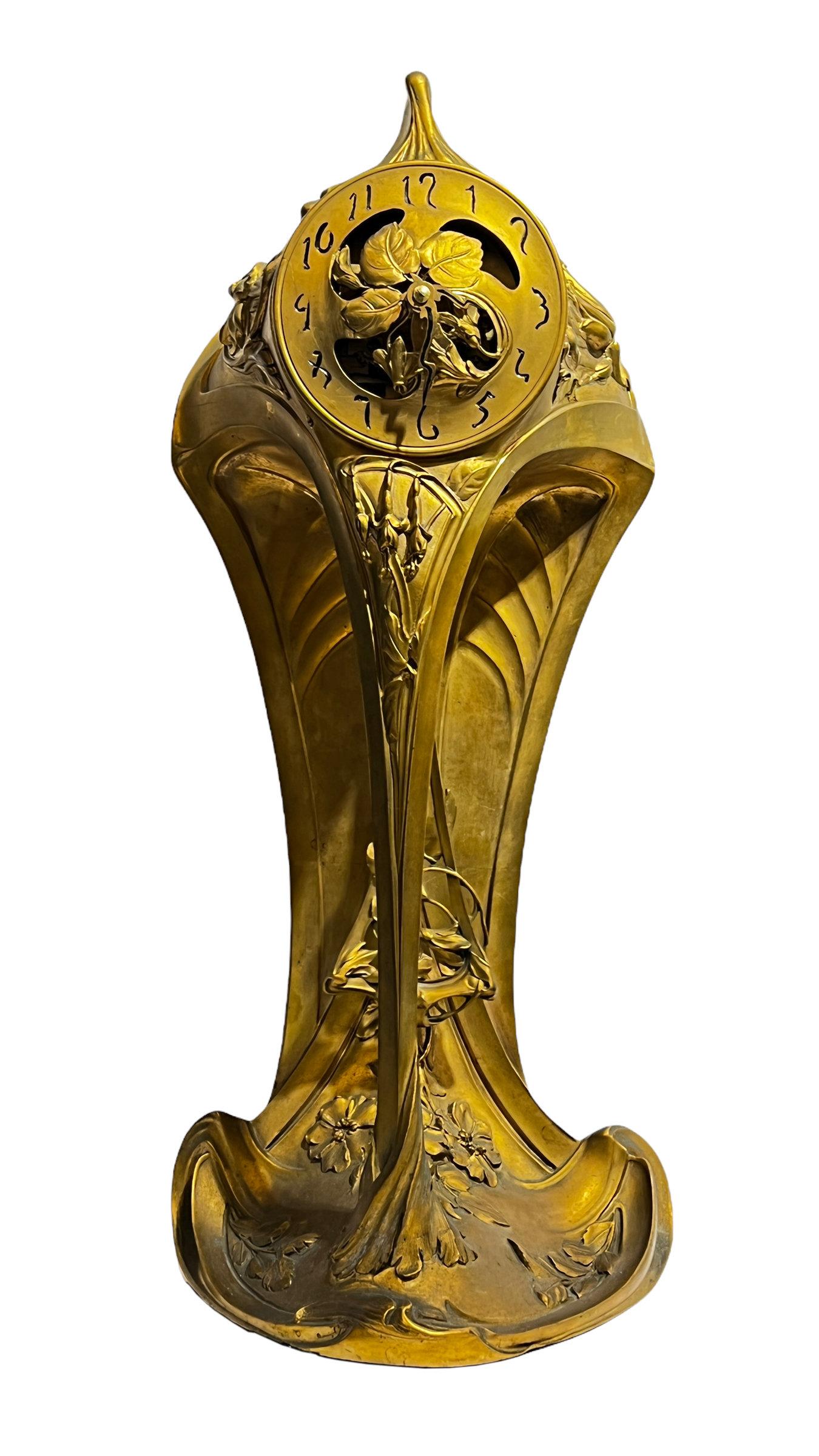 Art Nouveau Gilt Bronze Mantel Clock by A.D. Mougin 6