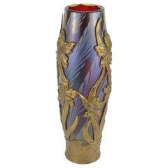 Art Nouveau Gilt Bronze Mounted Art Glass Vase, circa 1900