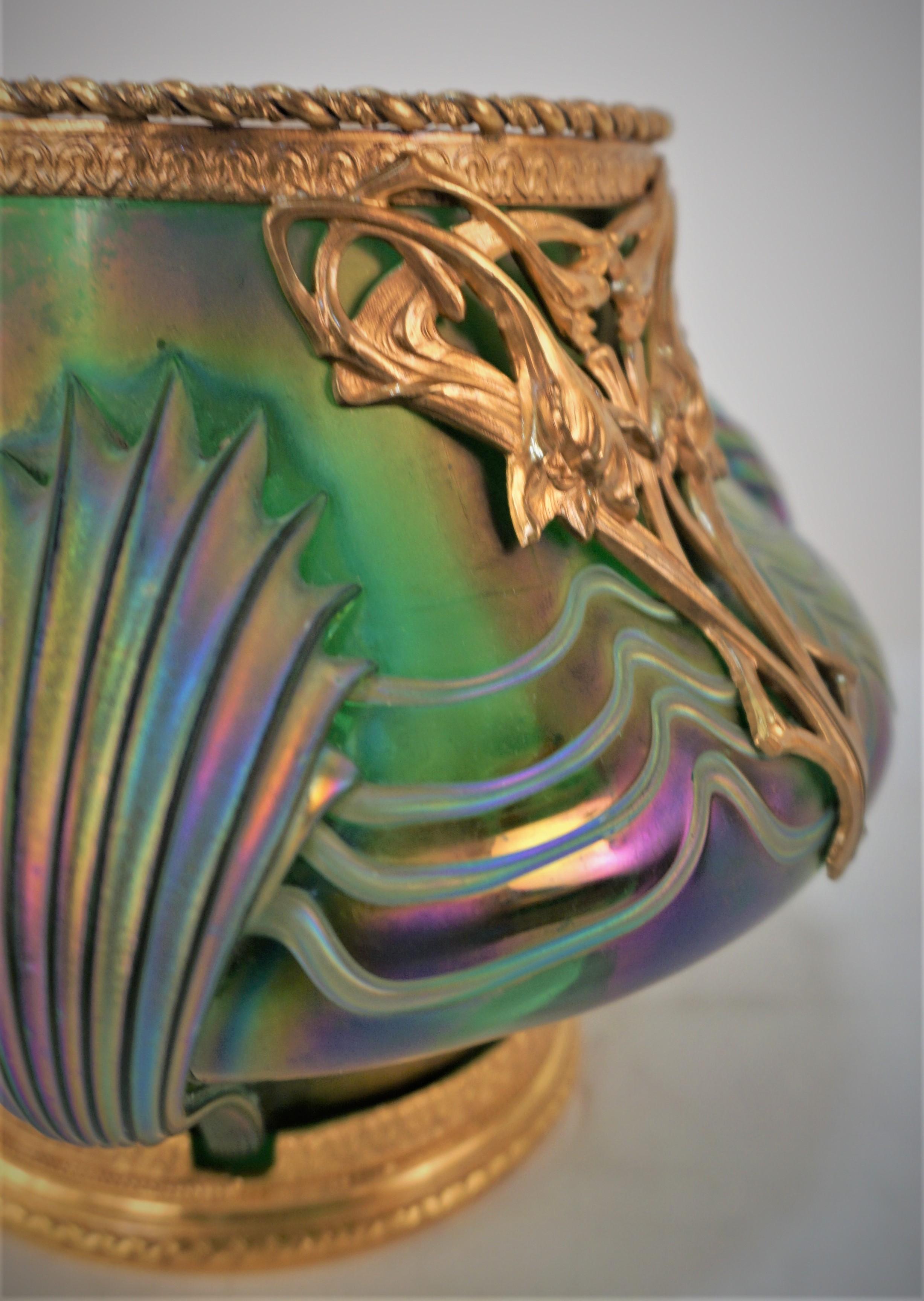 Jugendstil, vergoldete Bronze, montiert von Marcel Bing (Art nouveau)