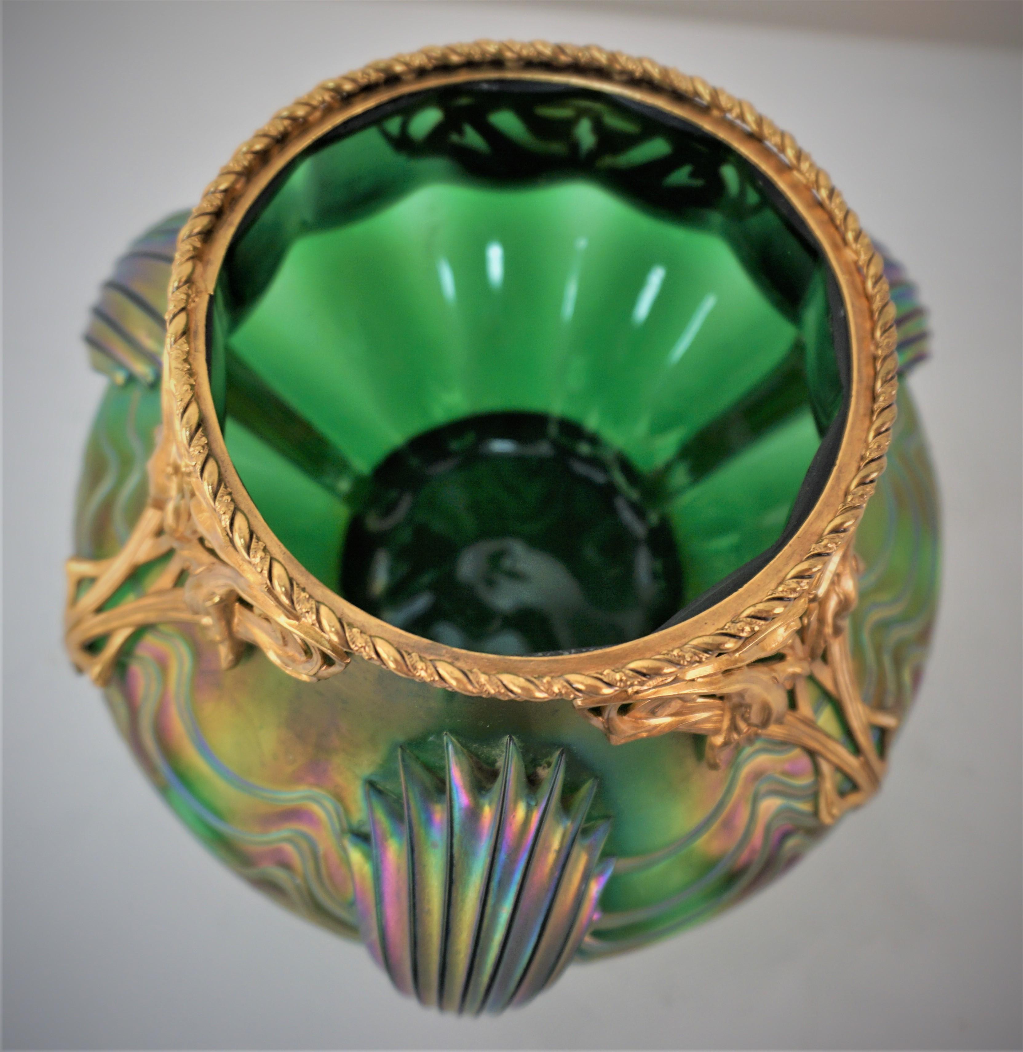 Jugendstil, vergoldete Bronze, montiert von Marcel Bing (Französisch)
