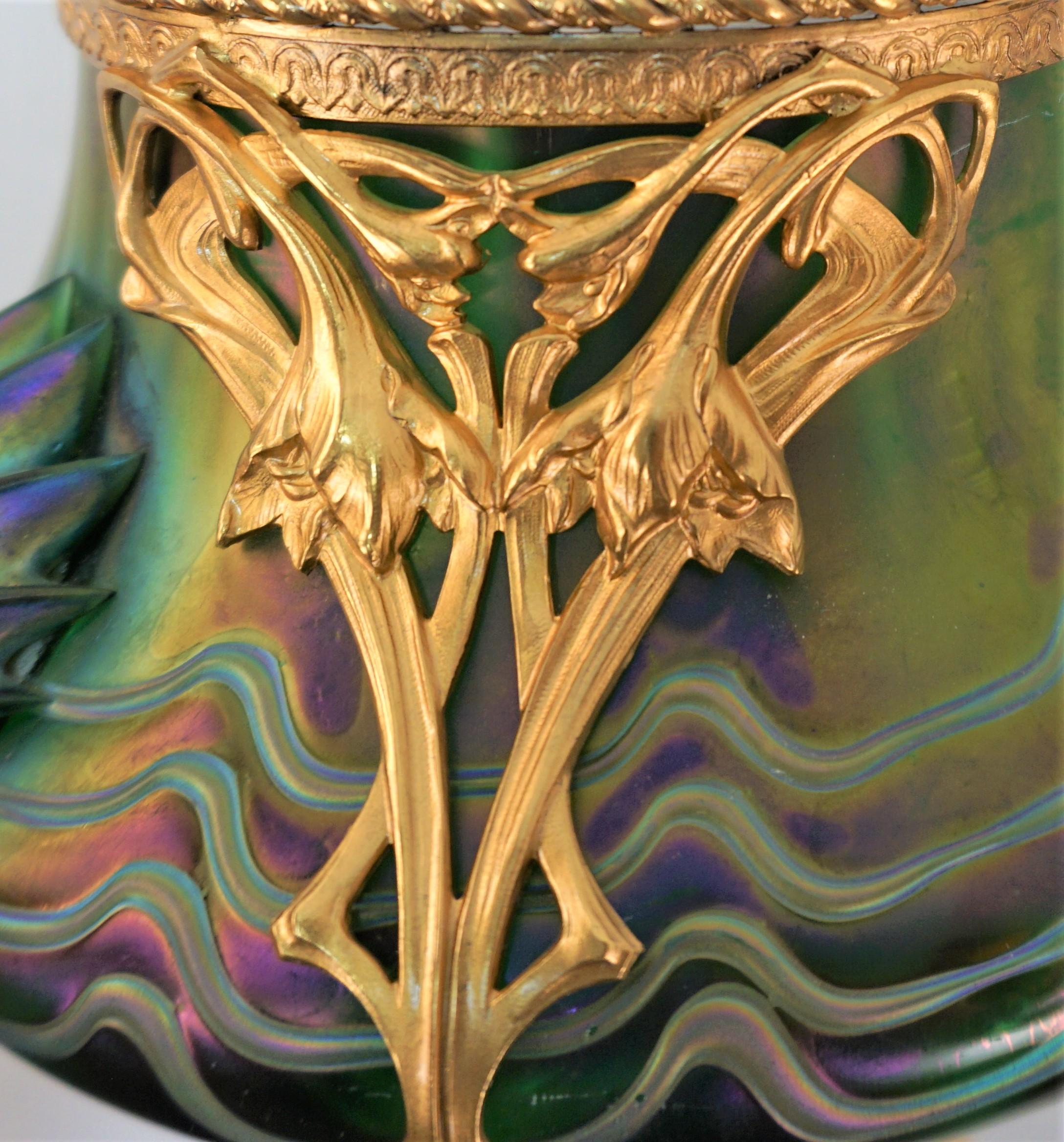 Jugendstil, vergoldete Bronze, montiert von Marcel Bing 1