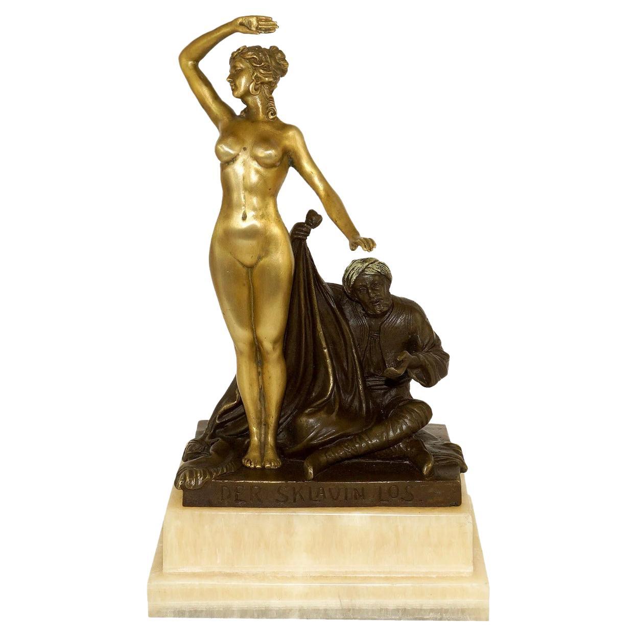 Art Nouveau Gilt Bronze Sculpture, Allegorical Female Nude, Early 20th Century