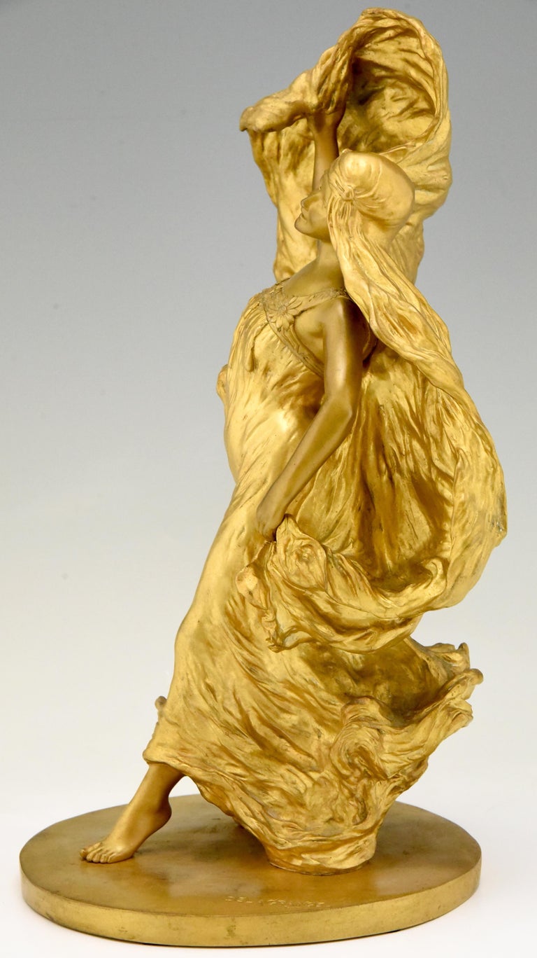 Art Nouveau Gilt Bronze Sculpture Dancer Loïe Fuller Leon Noël