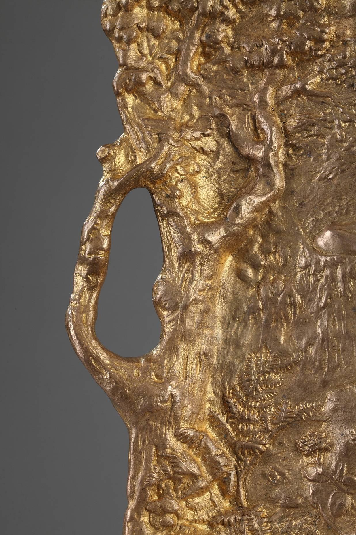 French Art Nouveau Gilt Bronze Tray by Alexandre Vibert