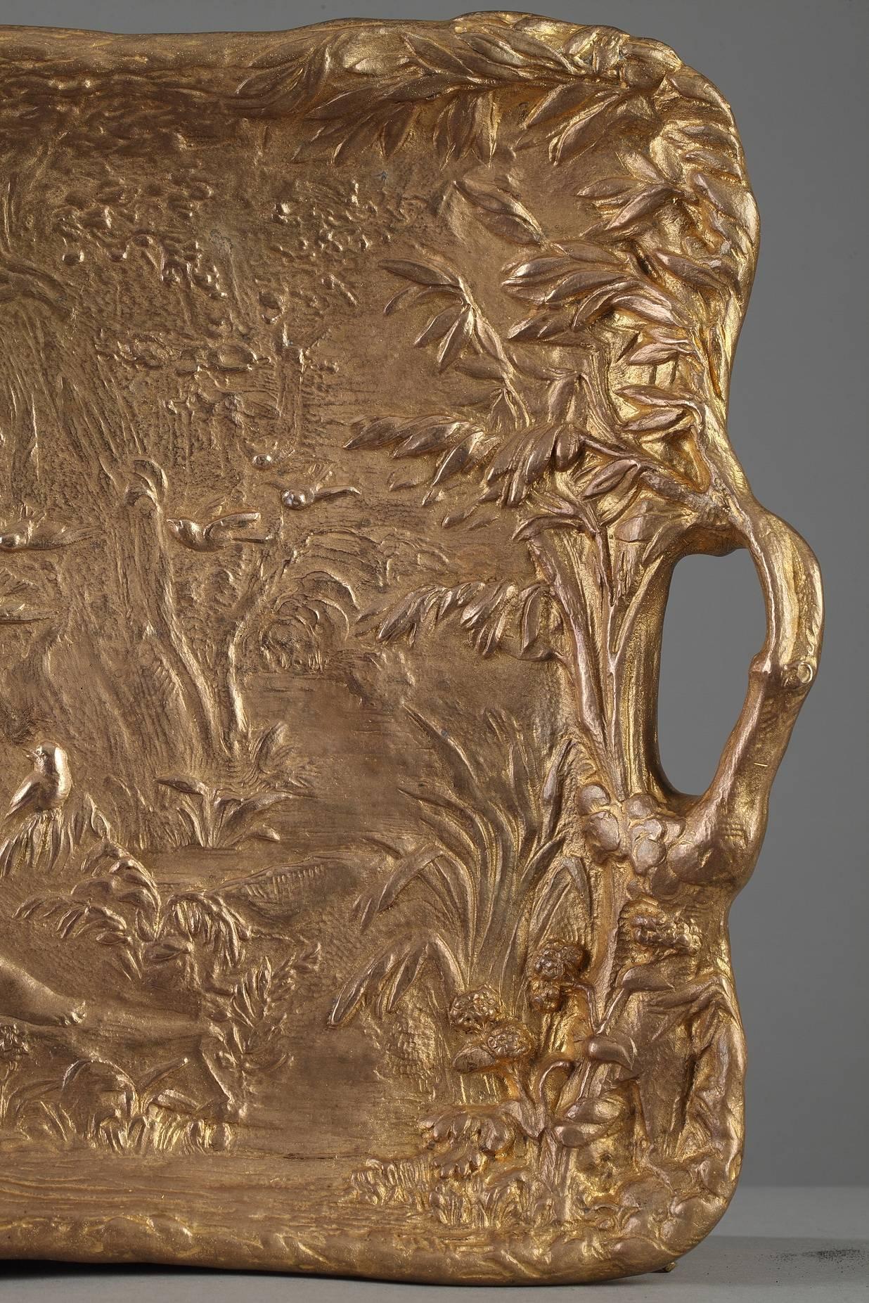 Art Nouveau Gilt Bronze Tray by Alexandre Vibert 1