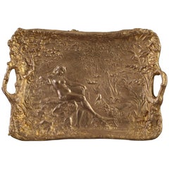 Art Nouveau Gilt Bronze Tray by Alexandre Vibert