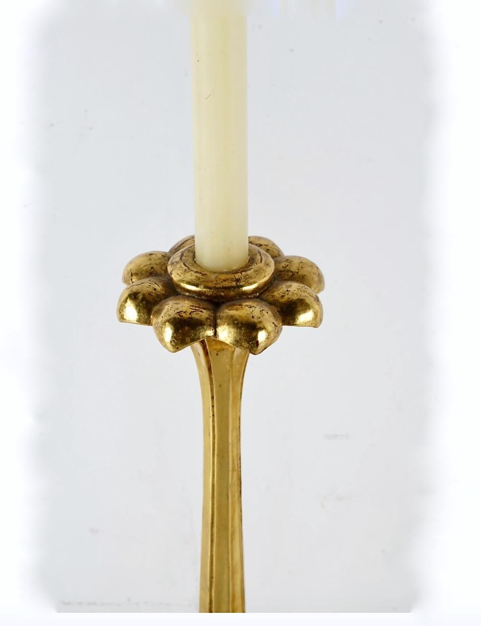 European Art Nouveau-Style Gilt Carved Candlesticks For Sale
