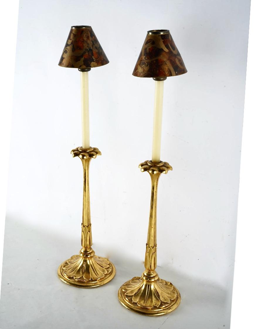 Art Nouveau-Style Gilt Carved Candlesticks For Sale 1