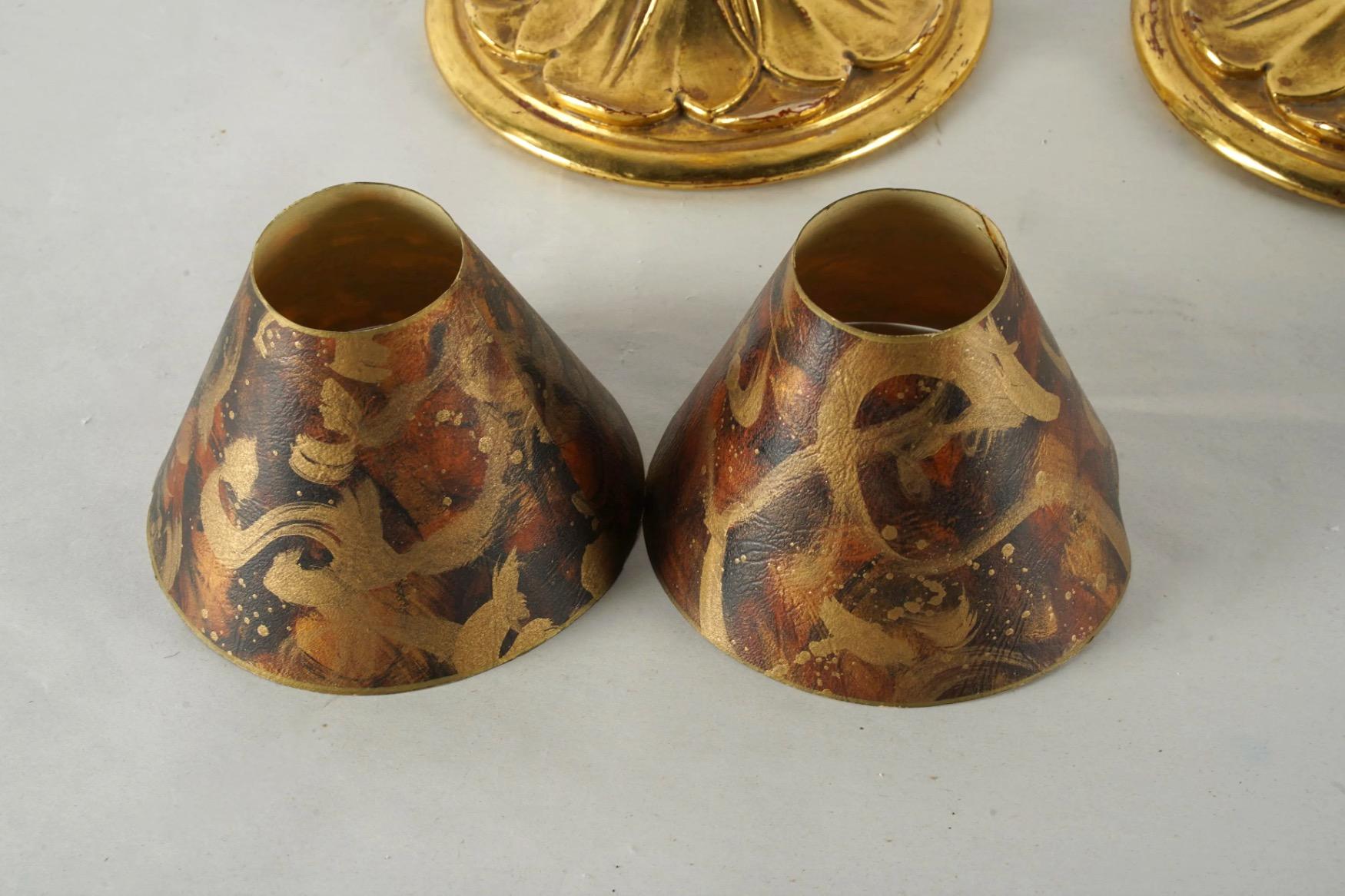 Art Nouveau-Style Gilt Carved Candlesticks For Sale 2