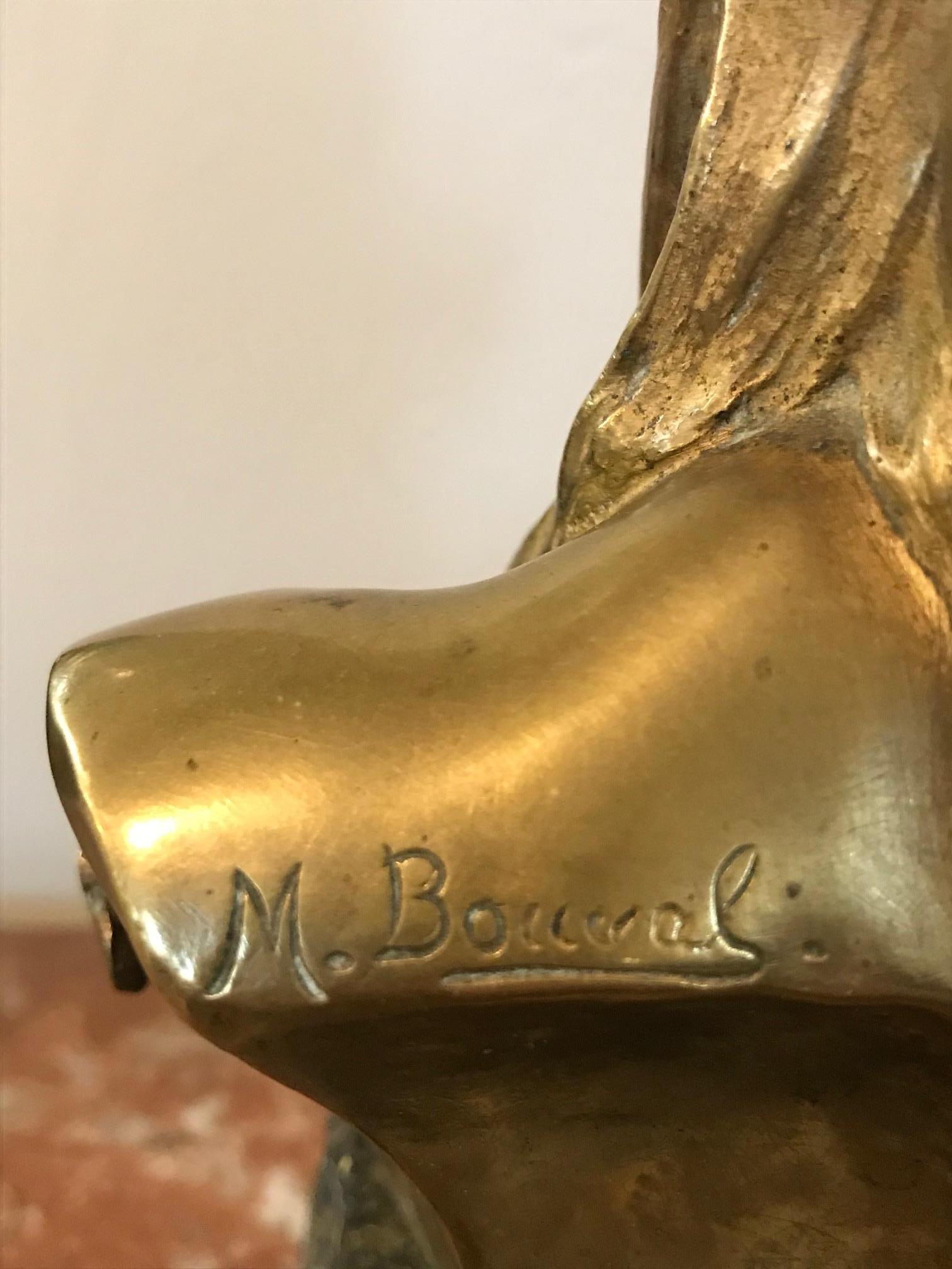 Art nouveau Sculpture de femme Maurice Bouval en bronze doré Art Nouveau:: années 1900