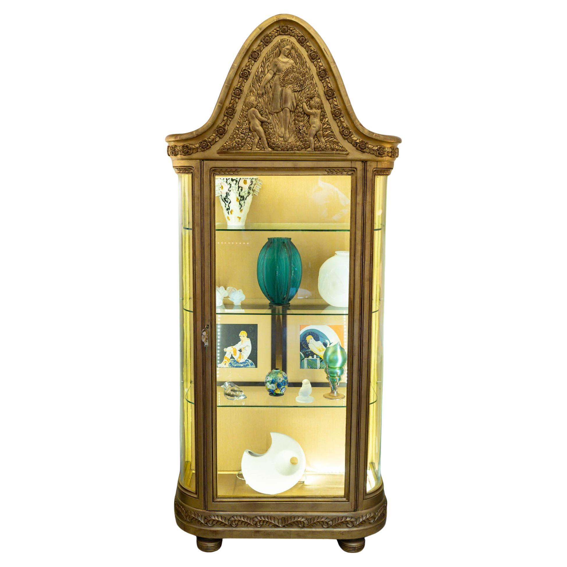 Art Nouveau, Giltwood Illuminated Display Cabinet by Emile Bernaux, circa 1910.