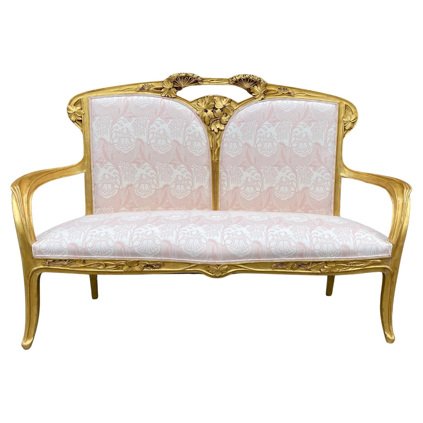 Art Nouveau Giltwood settee by Louis Majorelle