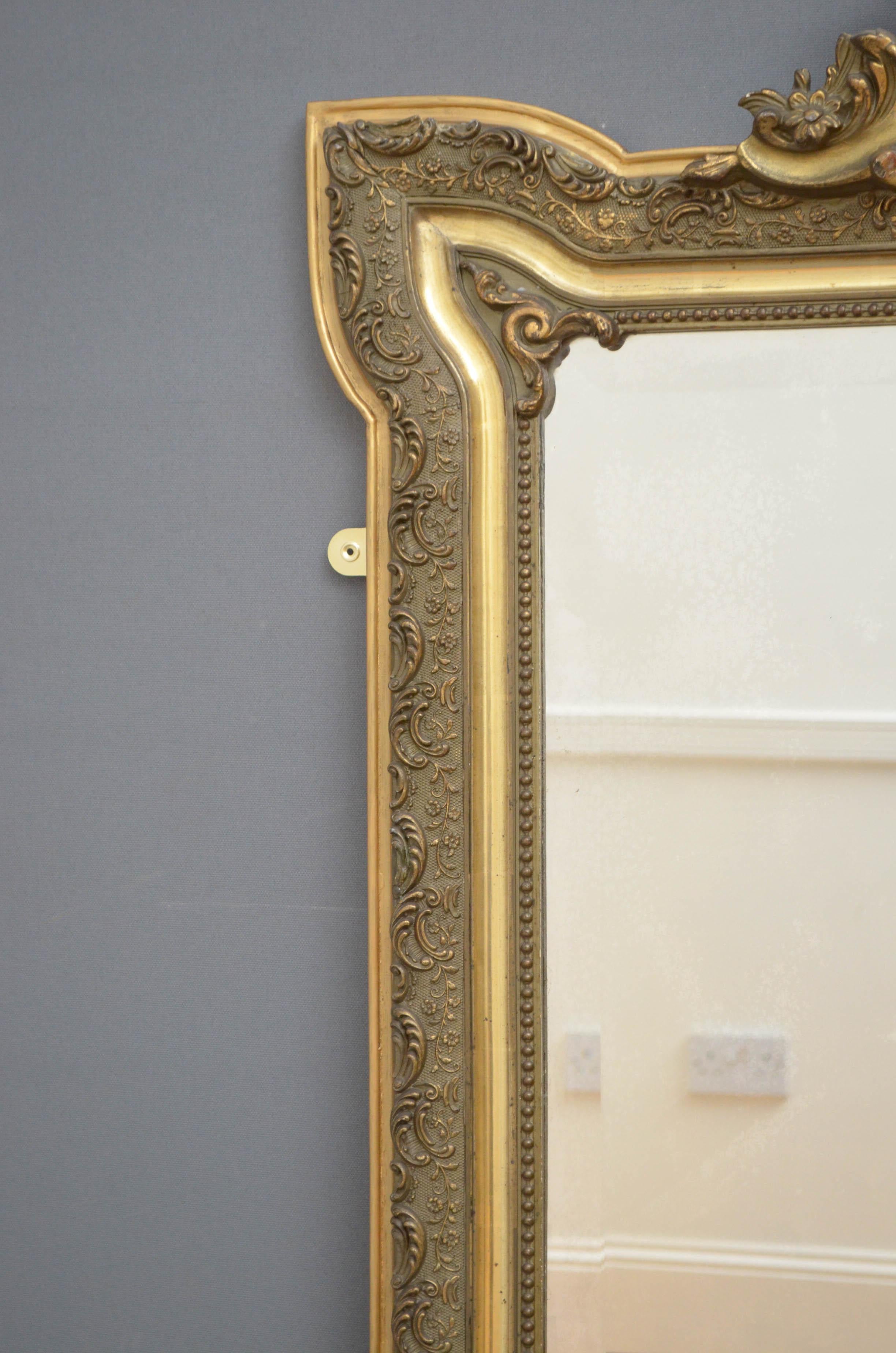 British Art Nouveau Giltwood Wall Mirror For Sale