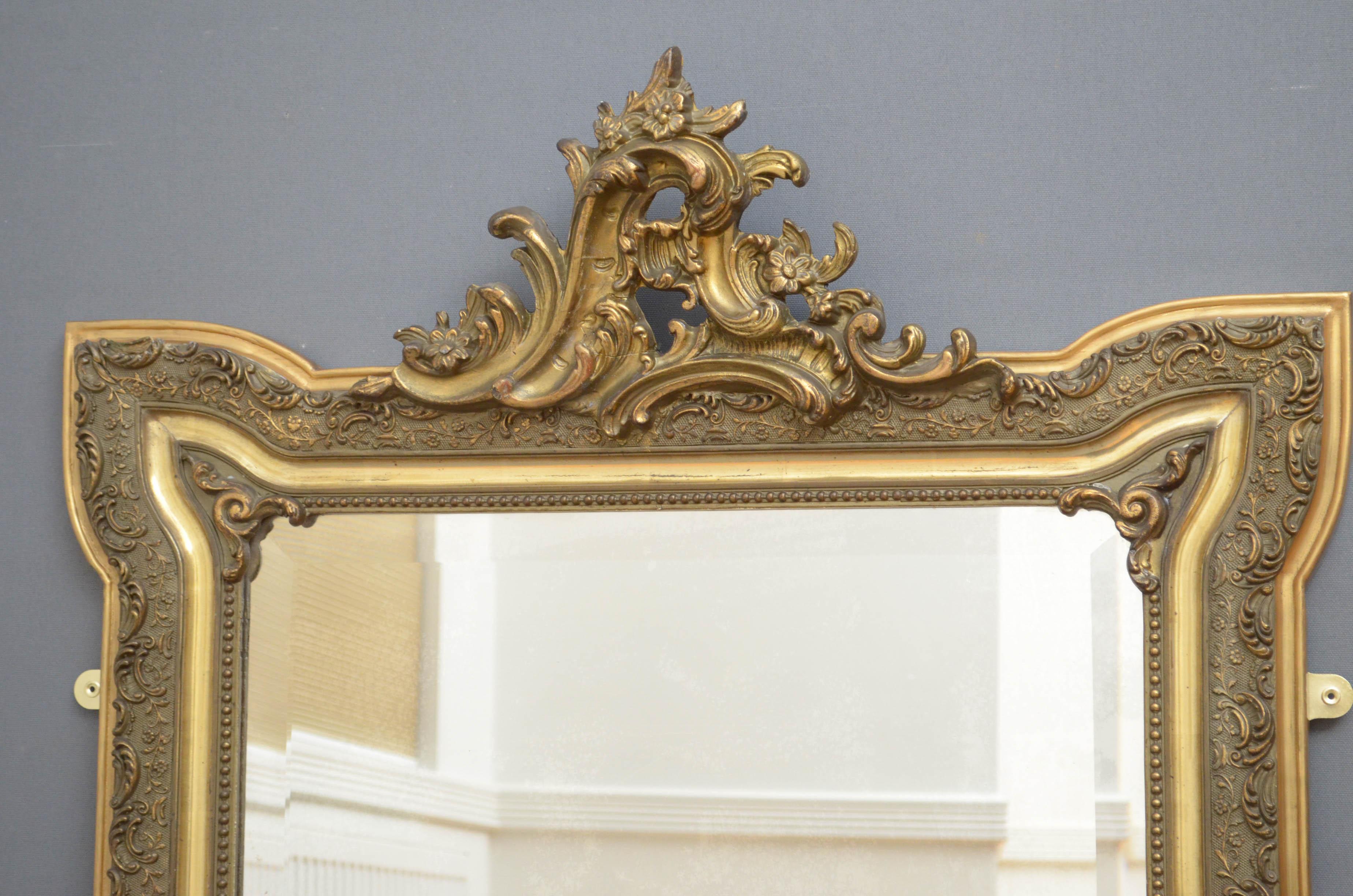 Art Nouveau Giltwood Wall Mirror In Good Condition For Sale In Whaley Bridge, GB