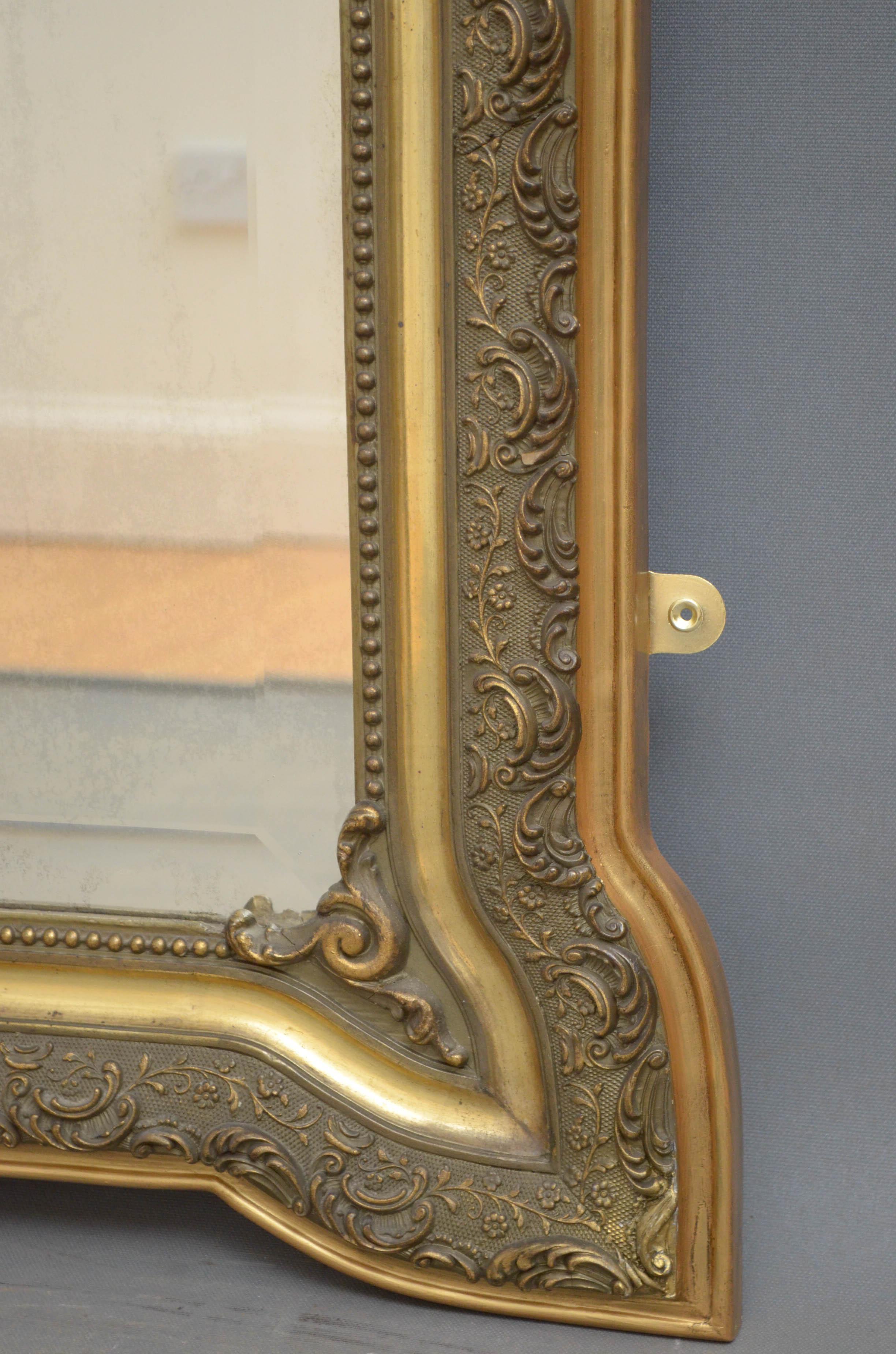 Gesso Art Nouveau Giltwood Wall Mirror For Sale