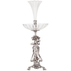 Art Nouveau glass and silvered metal centrepiece by WMF