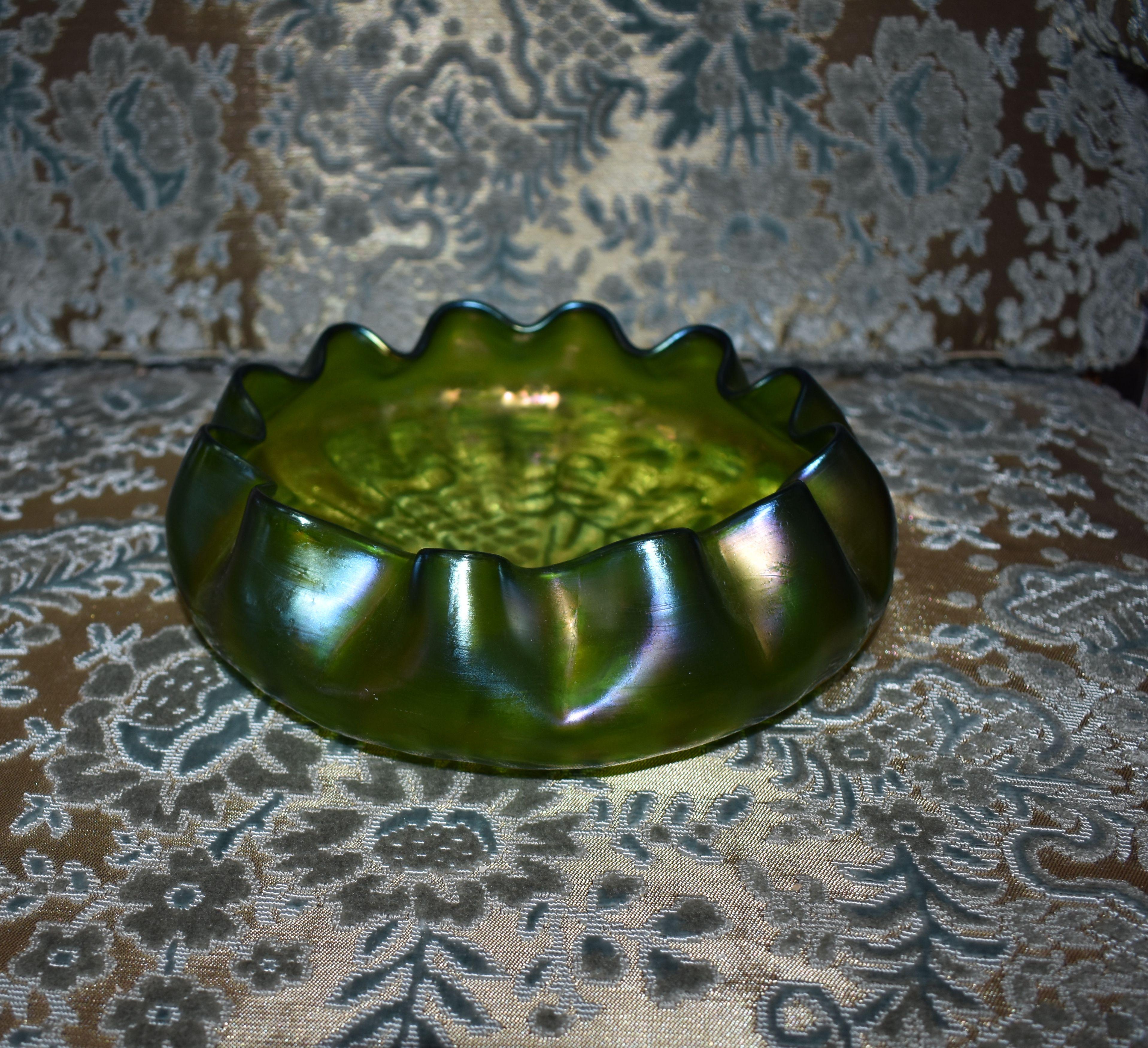 English Art Nouveau Glass Bowl For Sale