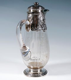 Art Nouveau Glass Carafe Silver Fittings Cold Duck Maillard Frères & Vazou Paris