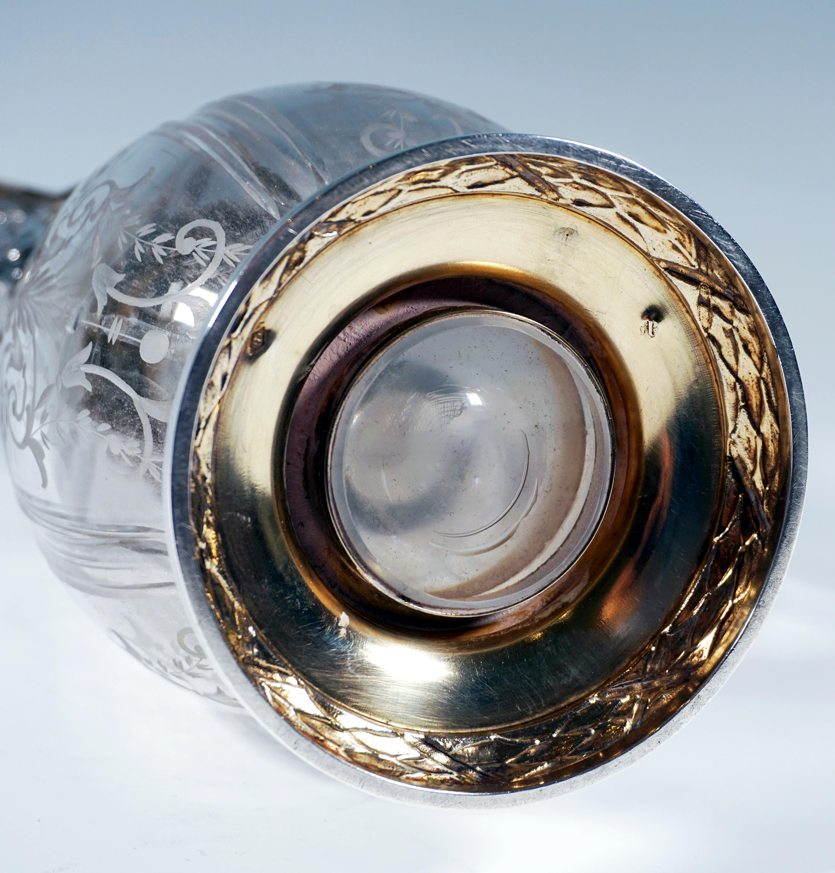 Art Nouveau Glass Carafe Silver Fittings Cold Duck Maillard Frères & Vazou Paris For Sale 3