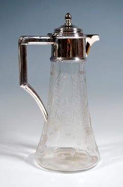 Art Nouveau Glass Carafe With Silver Fitting, by Alexander Sturm Vienna