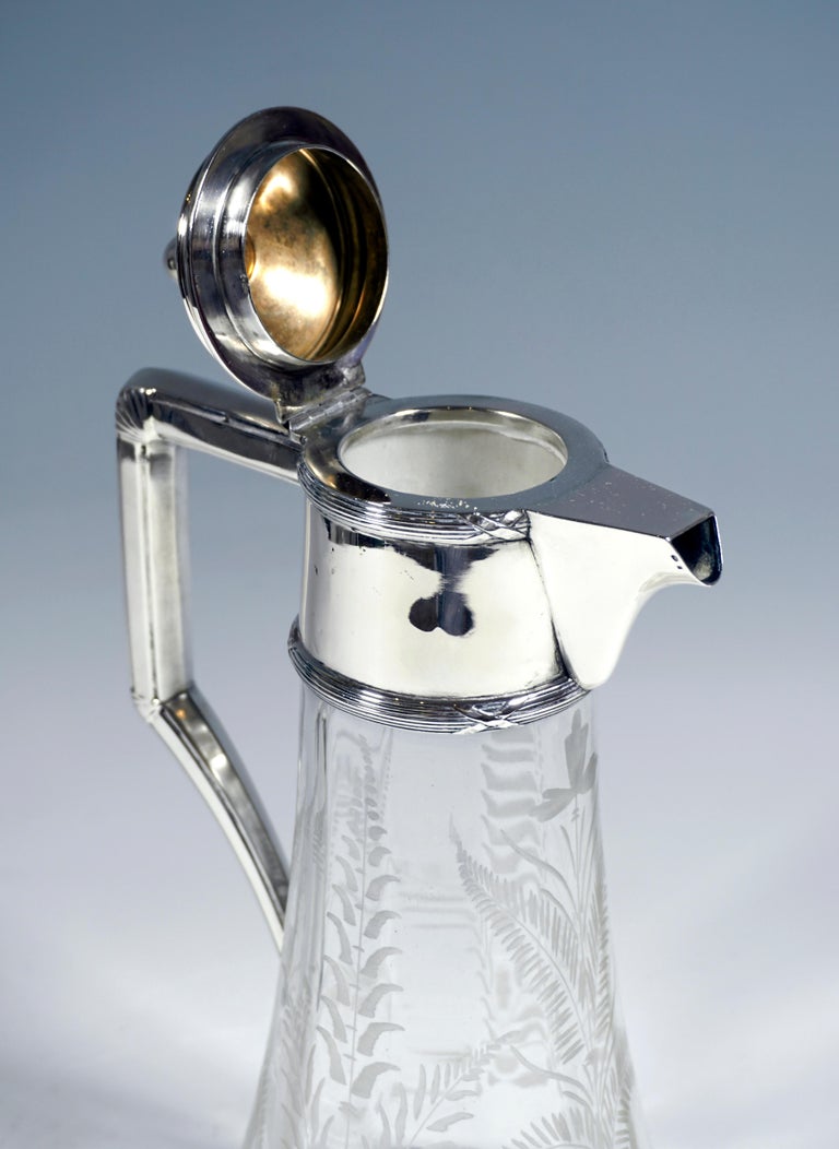 Early 20th Century Art Nouveau Glass Carafe With Silver Fitting, by Alexander Sturm Vienna For Sale