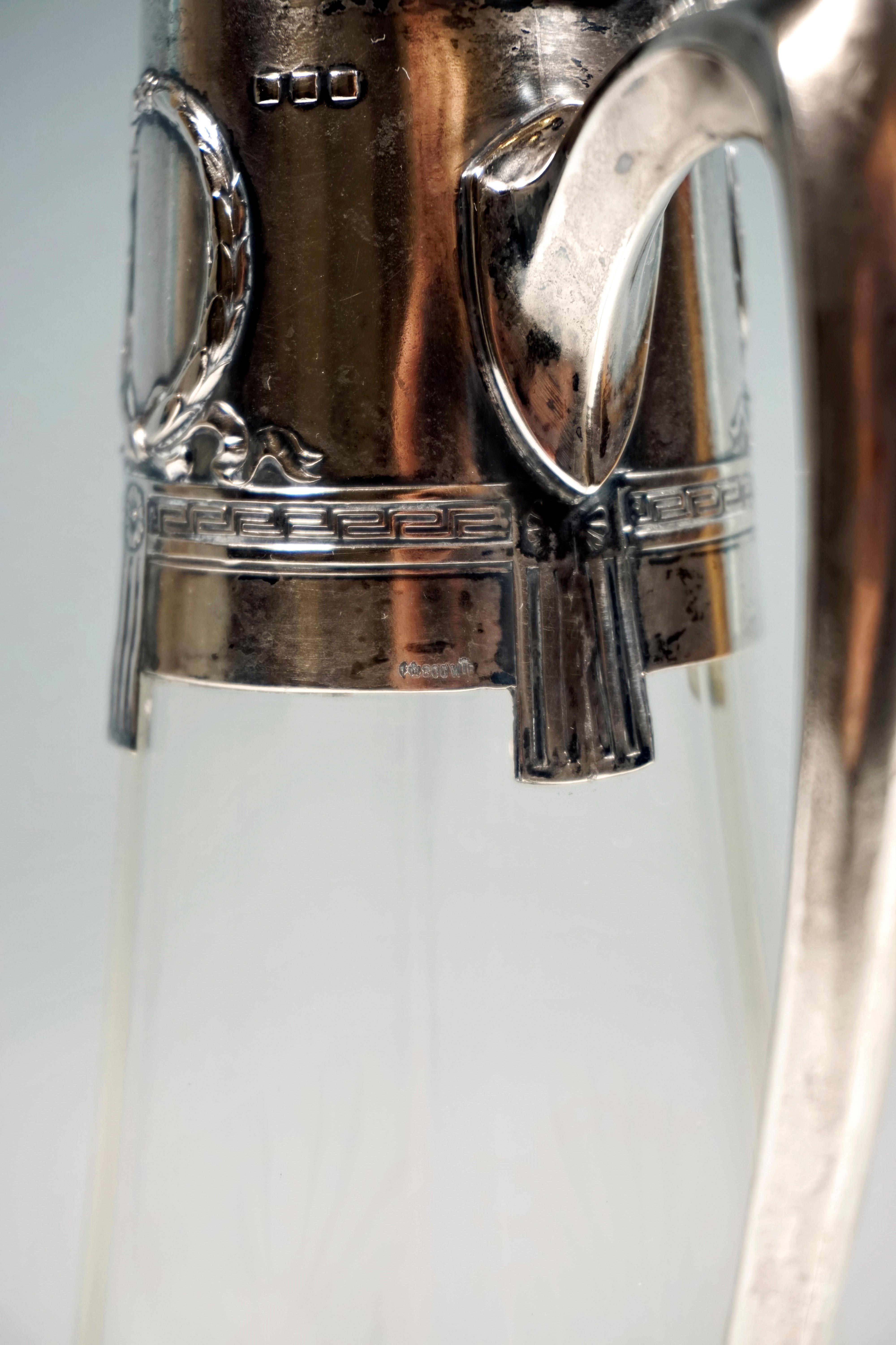 Allemand Carafe Art Nouveau avec raccord en argent, Wilhelm Binder, Allemagne en vente