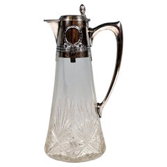 Art Nouveau Glass Carafe With Silver Fitting, by Wilhelm Binder, Germany